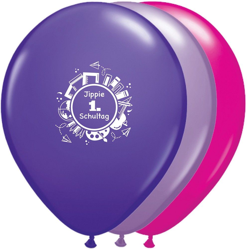 Luftballons Latexballons 1. Schultag Schulkind Einschulung Lila Pink