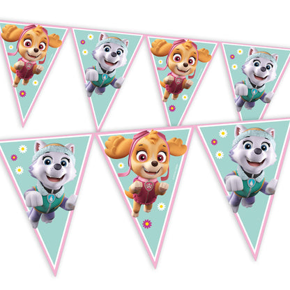 Paw Patrol Girls Geburtstag Deko Party Rosa Mint Wimpelkette Skye Everest