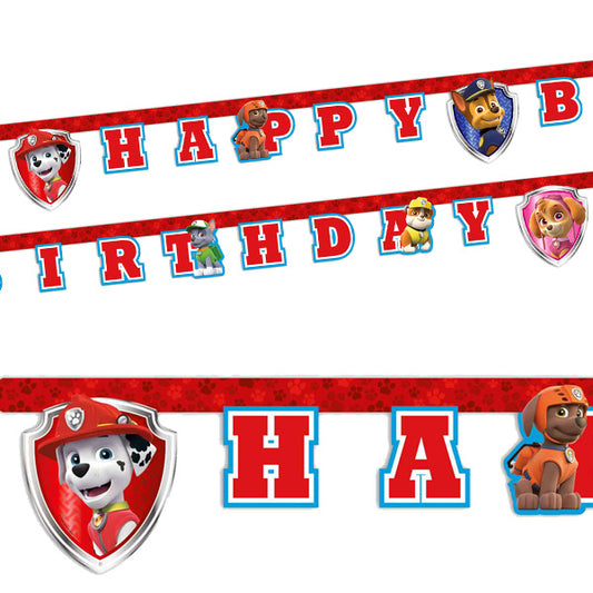 Paw Patrol Happy Birthday Girlande Banner Rot 