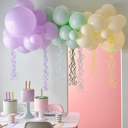 Ballongirlande Regenbogen Pastell