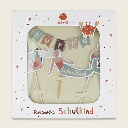 Caketopper Kuchendeko Einschulung Schulstart Schulkind Rosa Lila Mint Ava & Yves