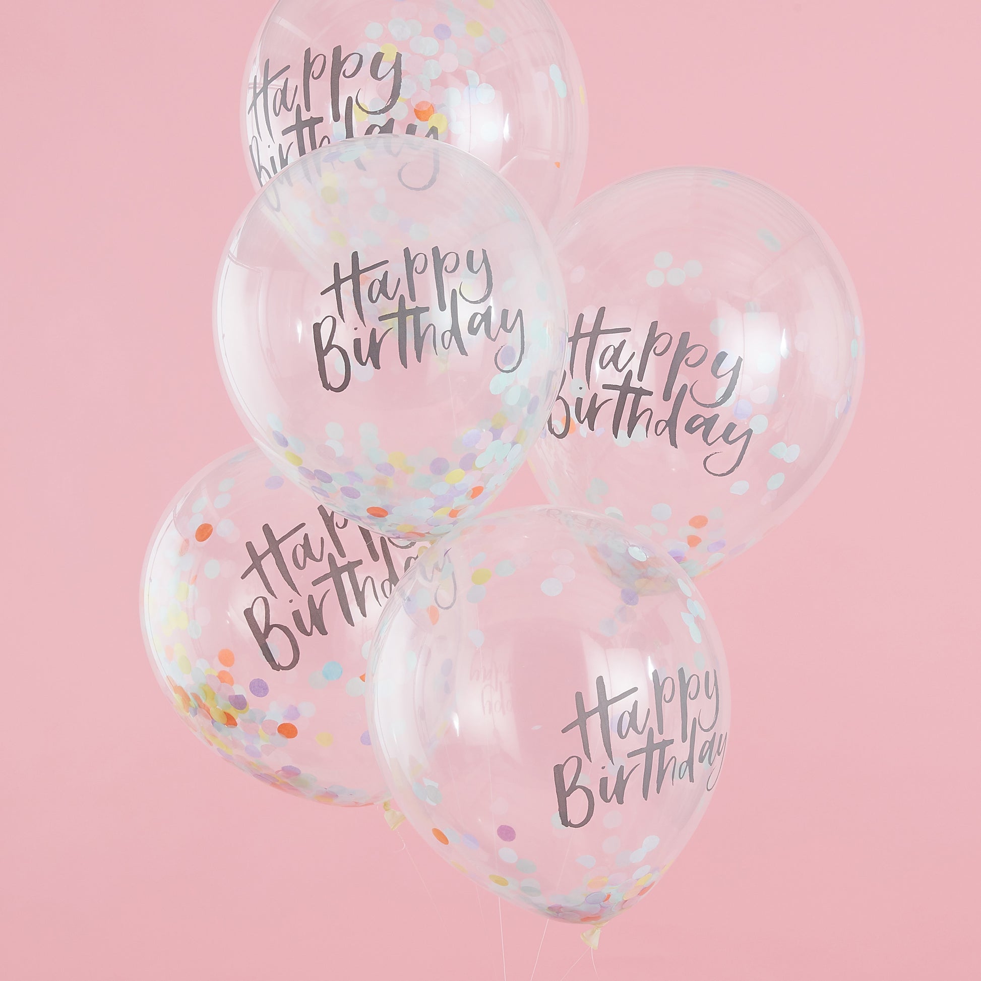 Konfetti Latexballons Pastell Transparent Happy Birthday Ginger Ray