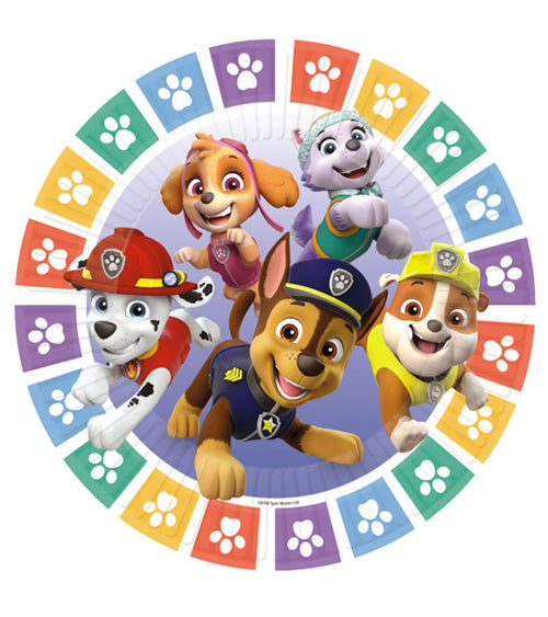 Paw Patrol Bunt Pastell Pappteller Partyteller