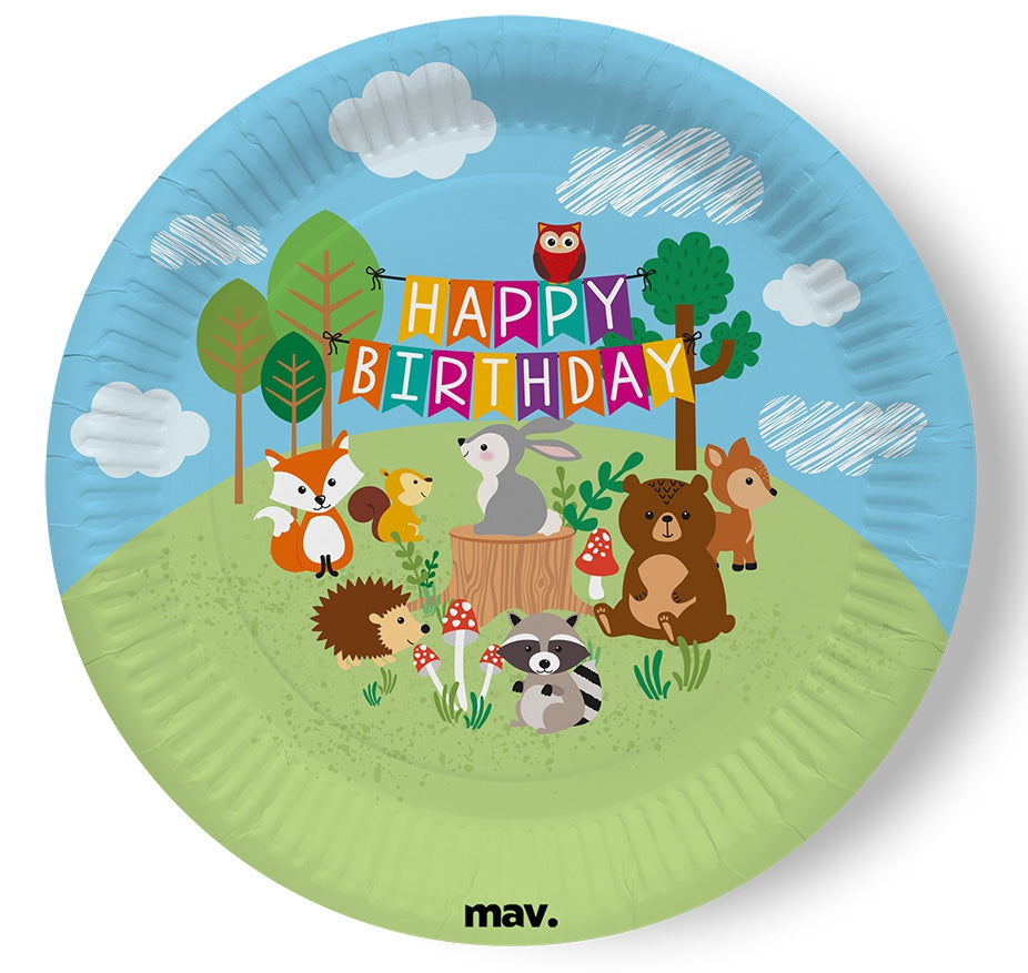 Woodland Waldtiere Party Paket Kindergeburtstag Deko Partygeschirr Folienballon Girlande