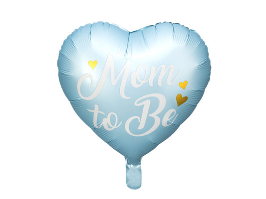 Mom to be Blau Folienballon Herz Baby Party