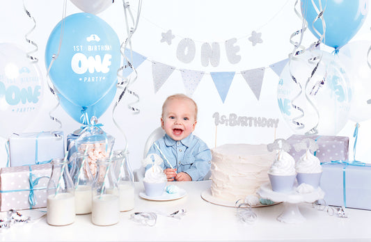 1. Geburtstag Deko Junge Blau Silber Party 1st Birthday One