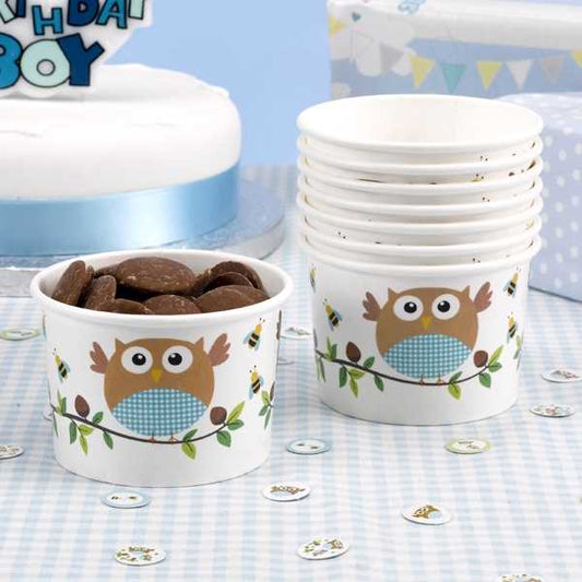 Snackbecher Eisbecher Eule Party Babyshower Babyparty Blau