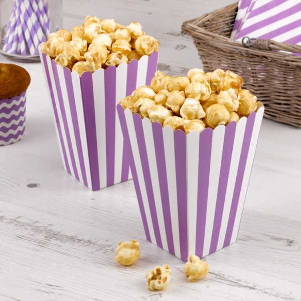 Popcornbox Lila Weiss Gestreift